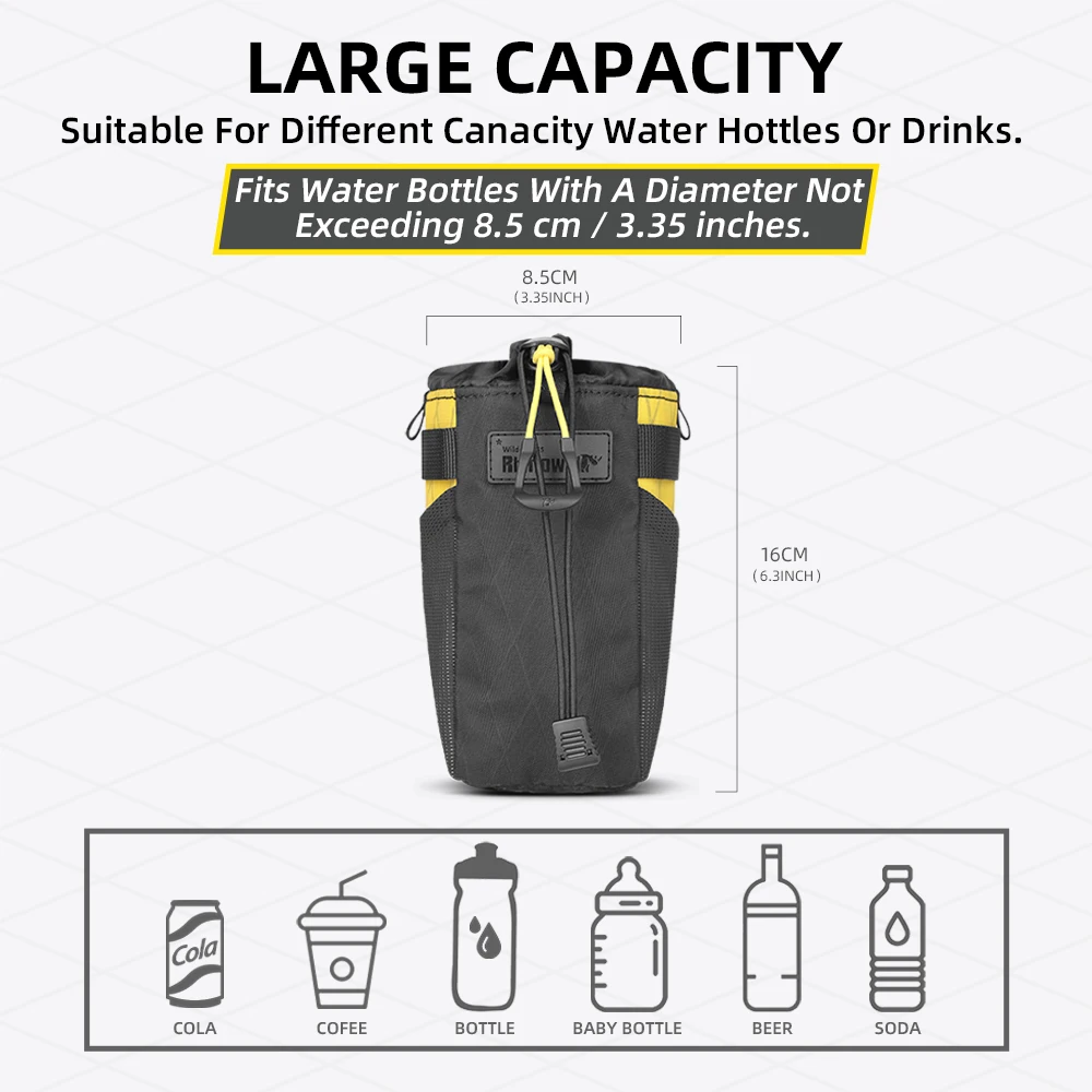 Description Picture 5 of itemRhinowalk Bicycle Water Bottle Bag Waterproof Insulation Bicycle Front Handlebar Pouch Cycling Bikepacking Travel Water Holder