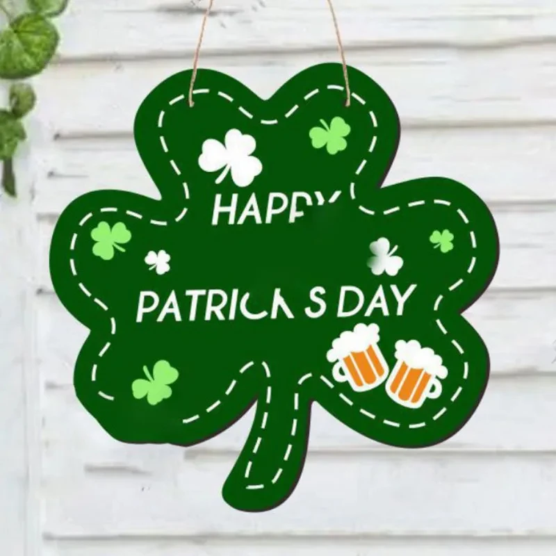 

Lucky Grass Theme Party Door Sign Hanging St. Patrick's Party Atmosphere Decoration Irish Holiday Green Clover Paper Pendant New