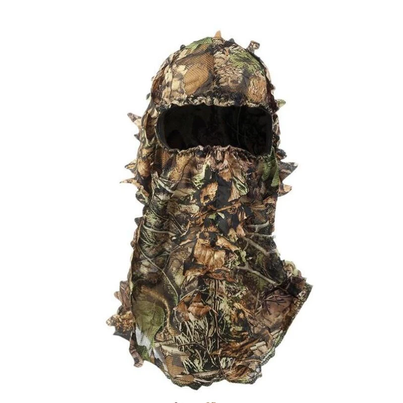 Tactical 3D Maple Leaf Style Camouflage Face Mask Hunting Hood Cap Head Ghillie Suits Airsoft Accessories Outdoor Sports Unisex