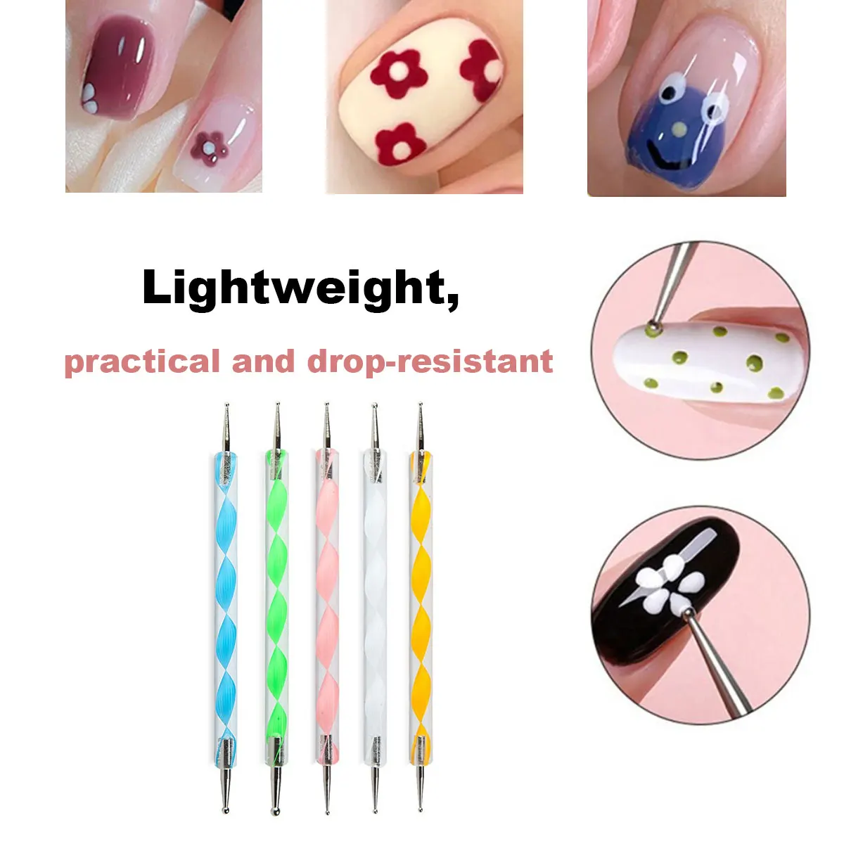 2 Heads Nail Art Dotting Pen Professional Manicure Tools Nail Brushes Set UV Gel Drawing Pen DYI Nail Painting Brush Tools 5