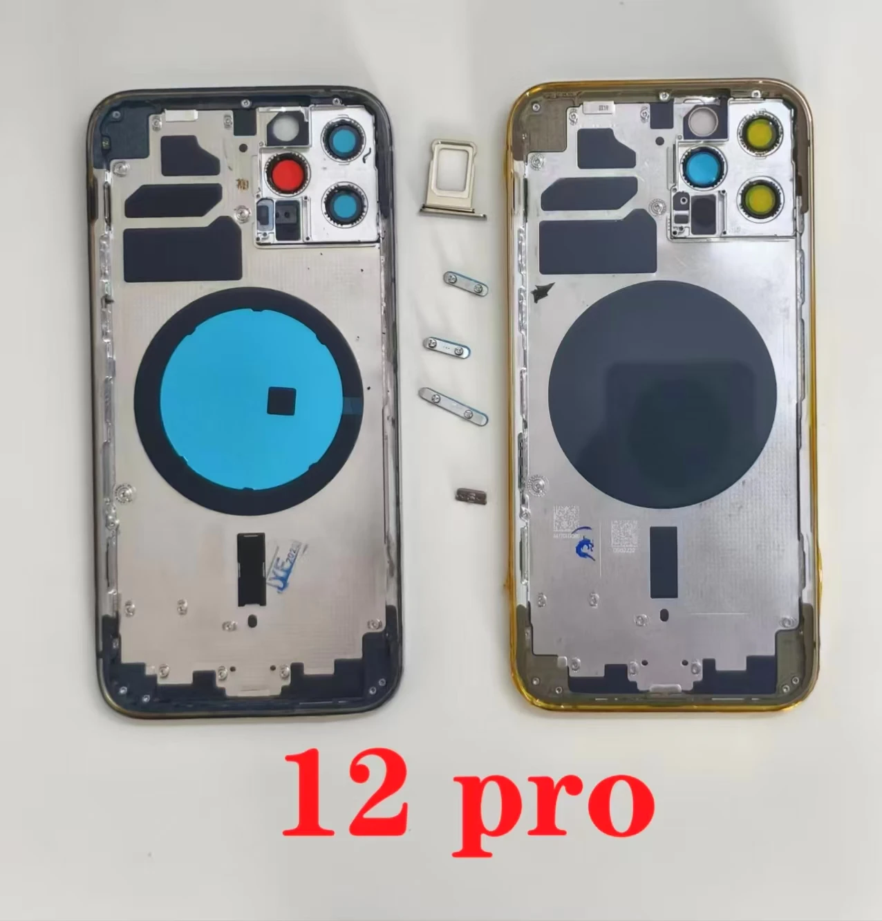 후면 하우징, iPhone 12 Pro Max 12 쉘용 무료 선물 포함, 배터리 뒷면 커버+중간 섀시 프레임+iPhone 12 Mini용 사이드 키