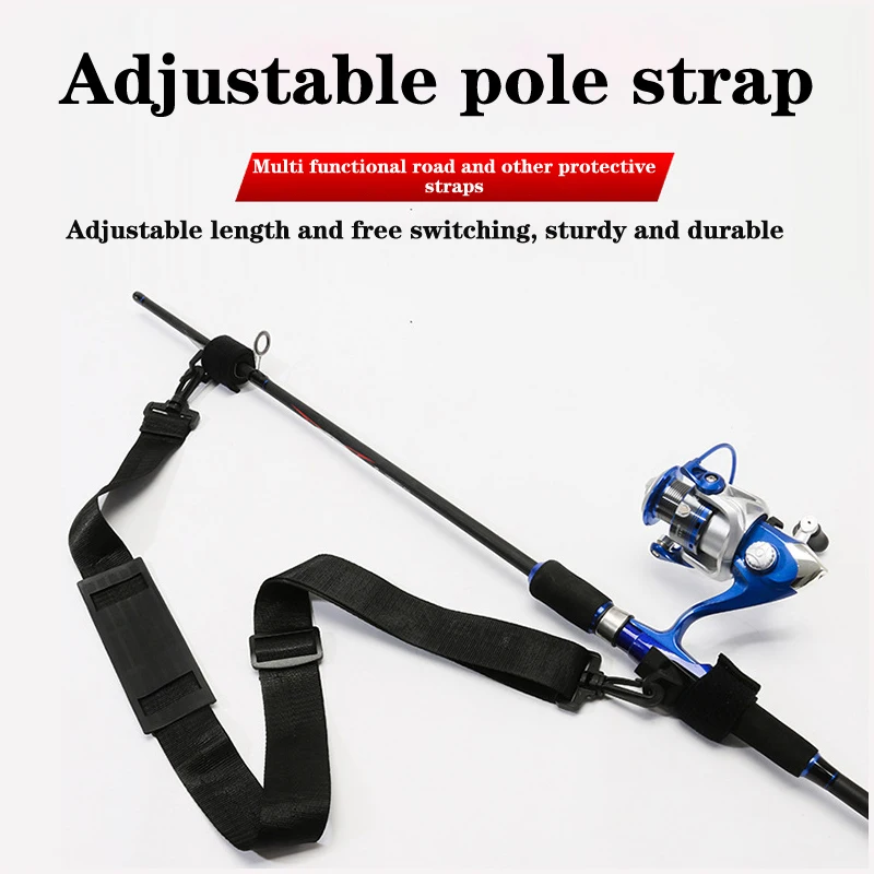 Nylon Fishing Rod Shoulder Strap with Security Tools and Waist Belt Accessory