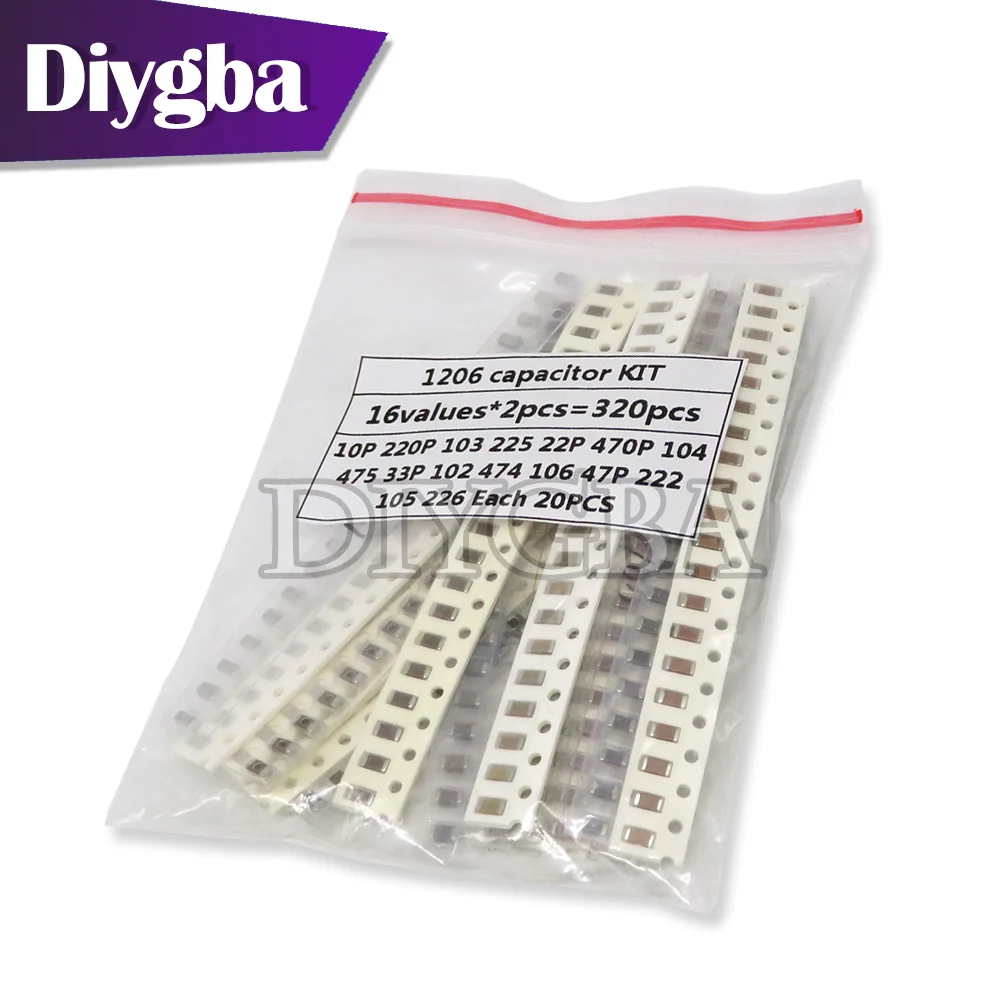 0603 0805 1206 SMD Capacitor Kit 320PCS 720PCS 2500PCS 16/36/50 Values 1PF 4.7pf 6.8pf 1nf 1uf 4.7uf 100pf
