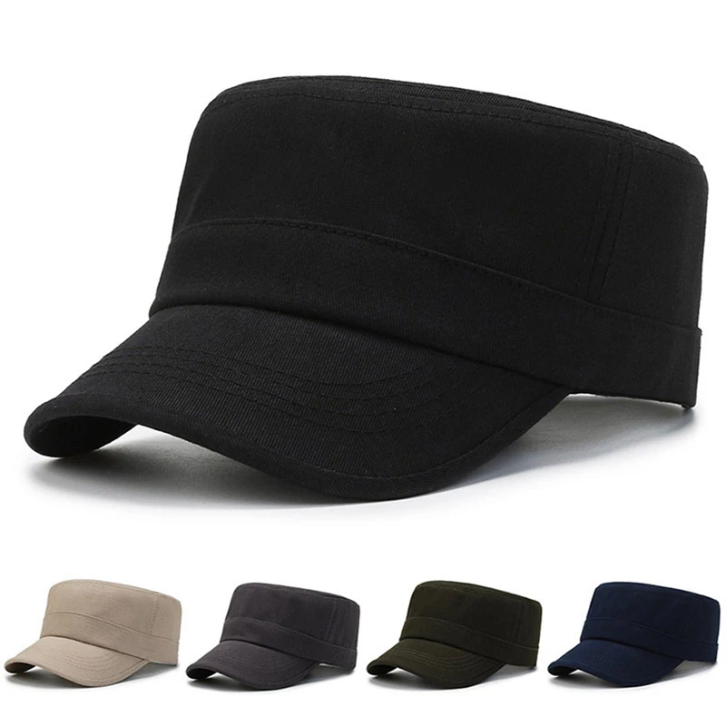 Classic Vintage Men Military Hat Adult Fashion Summer Autumn Brand Solid Adjustable Flat Top Cap Women flat cap cap hat flat vintage cap