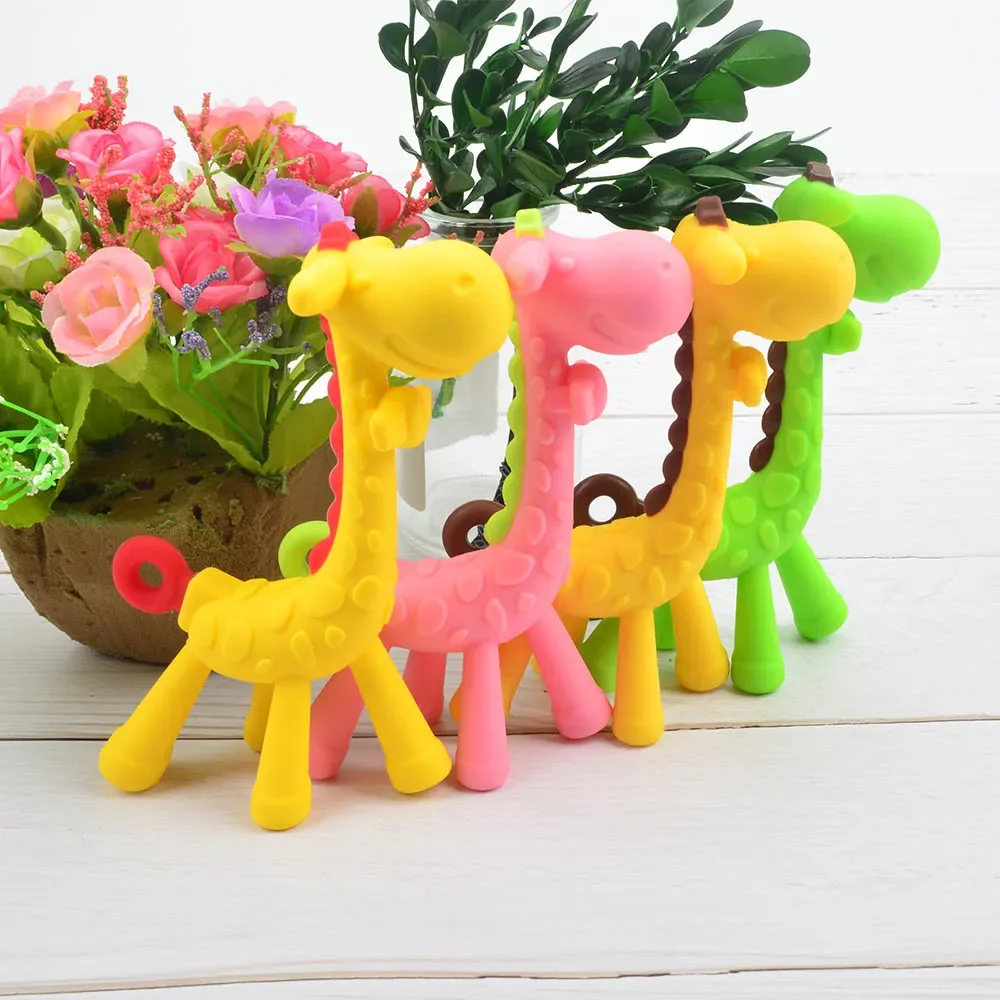 1PCS Baby Silicone Teething Training Toothbrush BPA Free Giraffe Shape Safe Toddle Teether Chew Toys Teethers Soothe Babies Gums silicone teether
