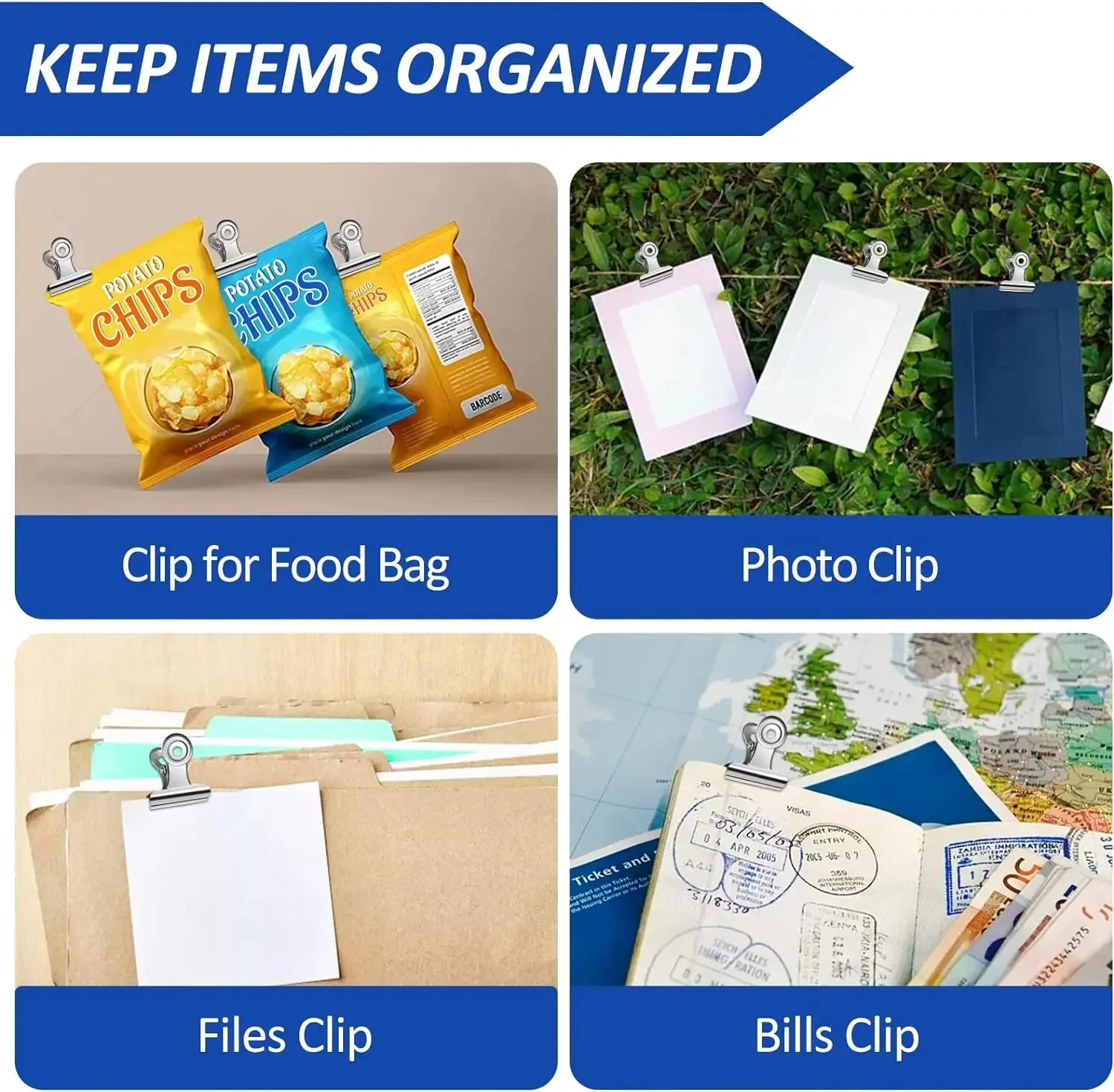Mini Bulldog Clips 40/20PCS 22mm For Tags Bags Shops Office Home Kitchen