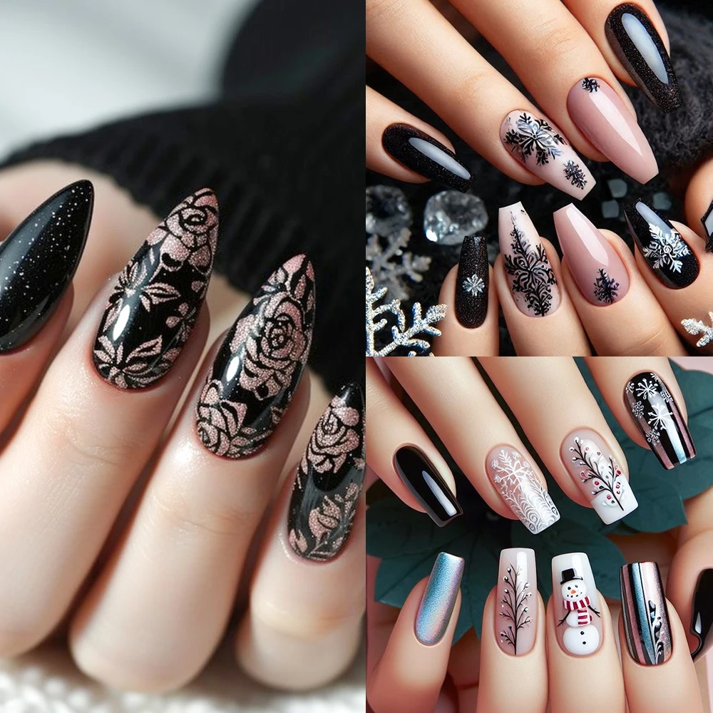 1PC 12*6cm 잎 꽃 기하학 라인 디자인 스탬핑 플레이트 하트 러브 발렌타인 템플릿 플레이트 몰드 네일 아트 스텐실 도구 *