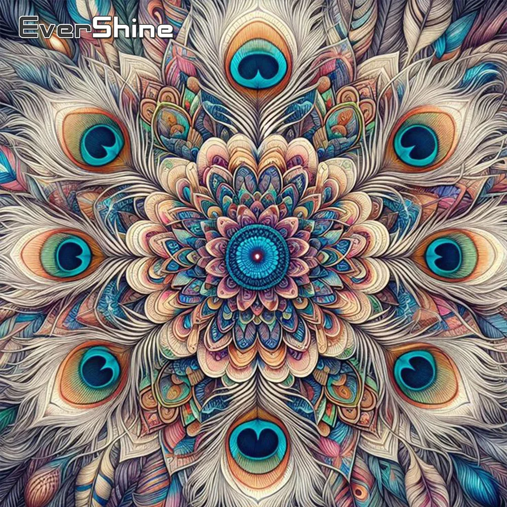 Evershine Diamond Painting Peacock Tail Rhinestones Picture Mosaic Animal Embroidery Cross Stitch Handmade Gift