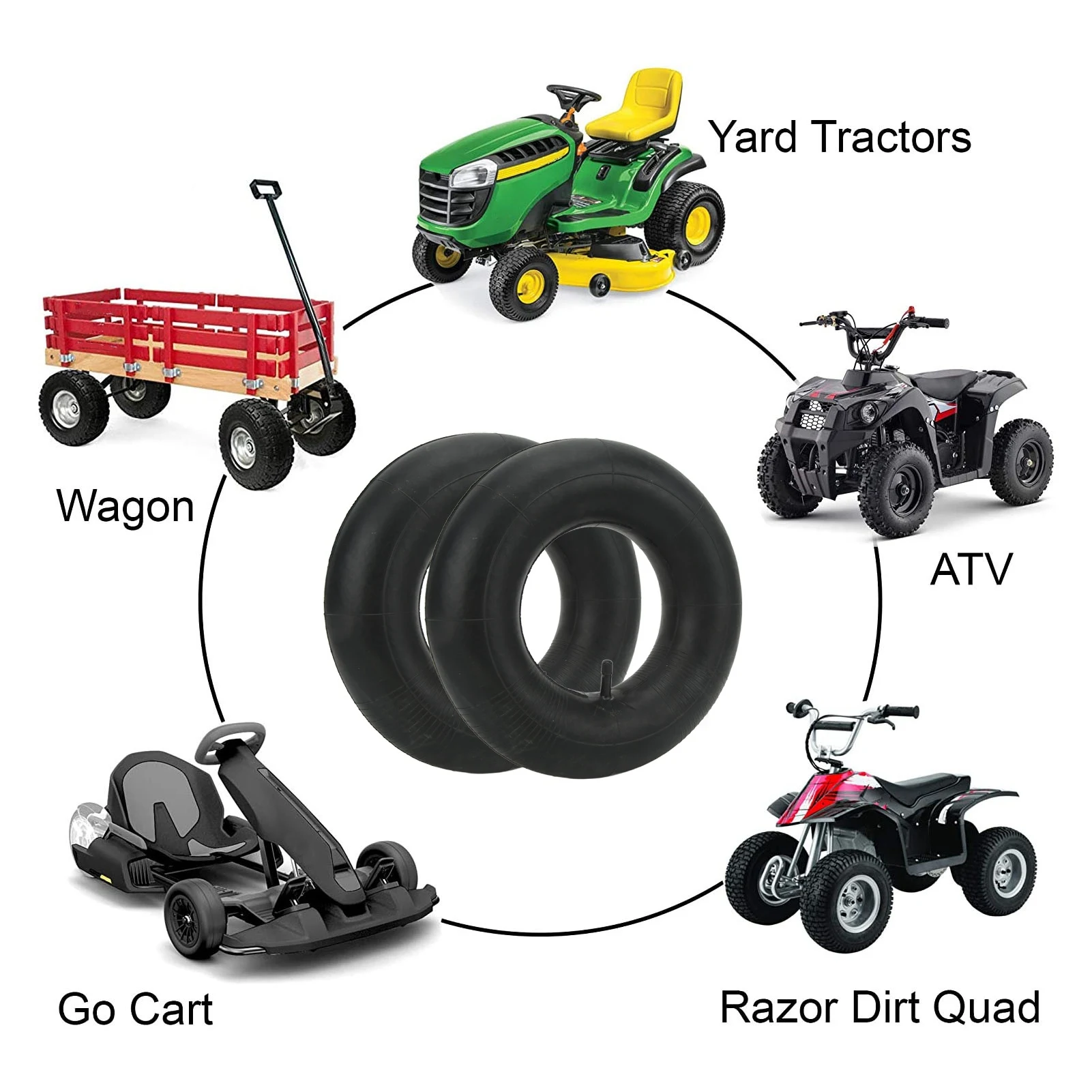 【4.10/3.50-4】Tire Inner Tube with TR87 Bend Valve-for 4 Inch Mini ATV, Heavy Duty Rubber Construction