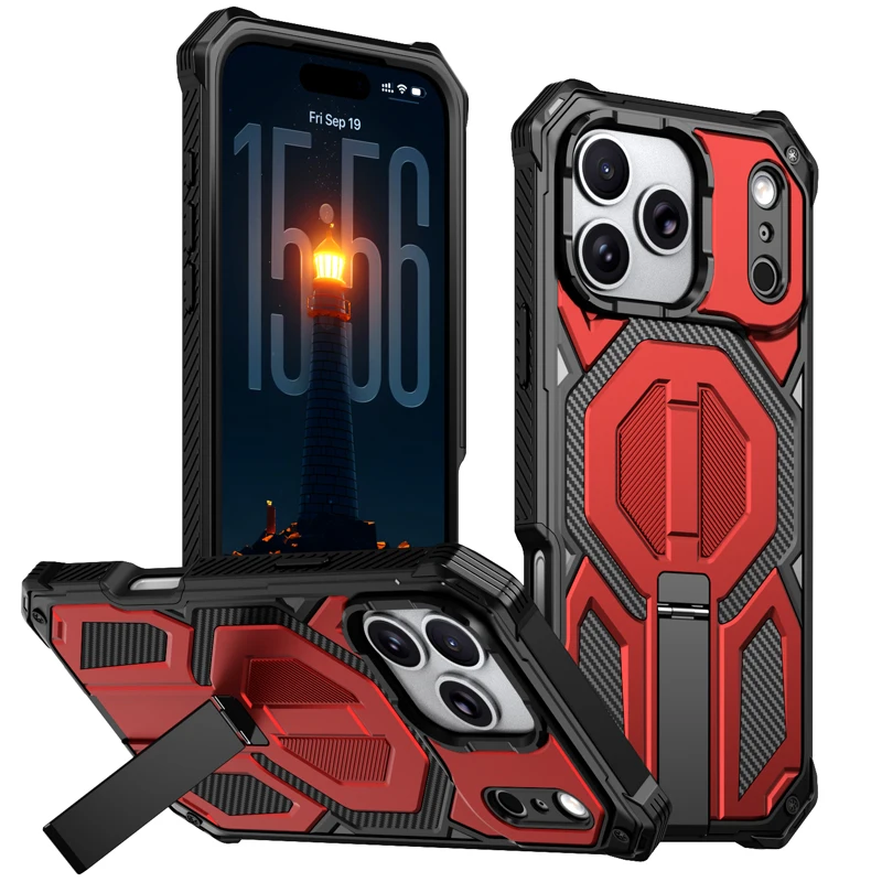 ELVEV Magnetic Rugged Armor Shockproof Phone Case with Bracket