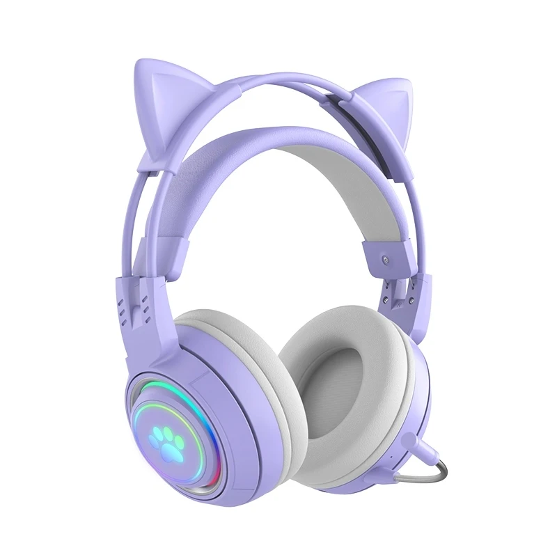 

Заводская цена, стереонаушники «кошачьи уши» T25 RGB со съемным микрофоном, беспроводные наушники