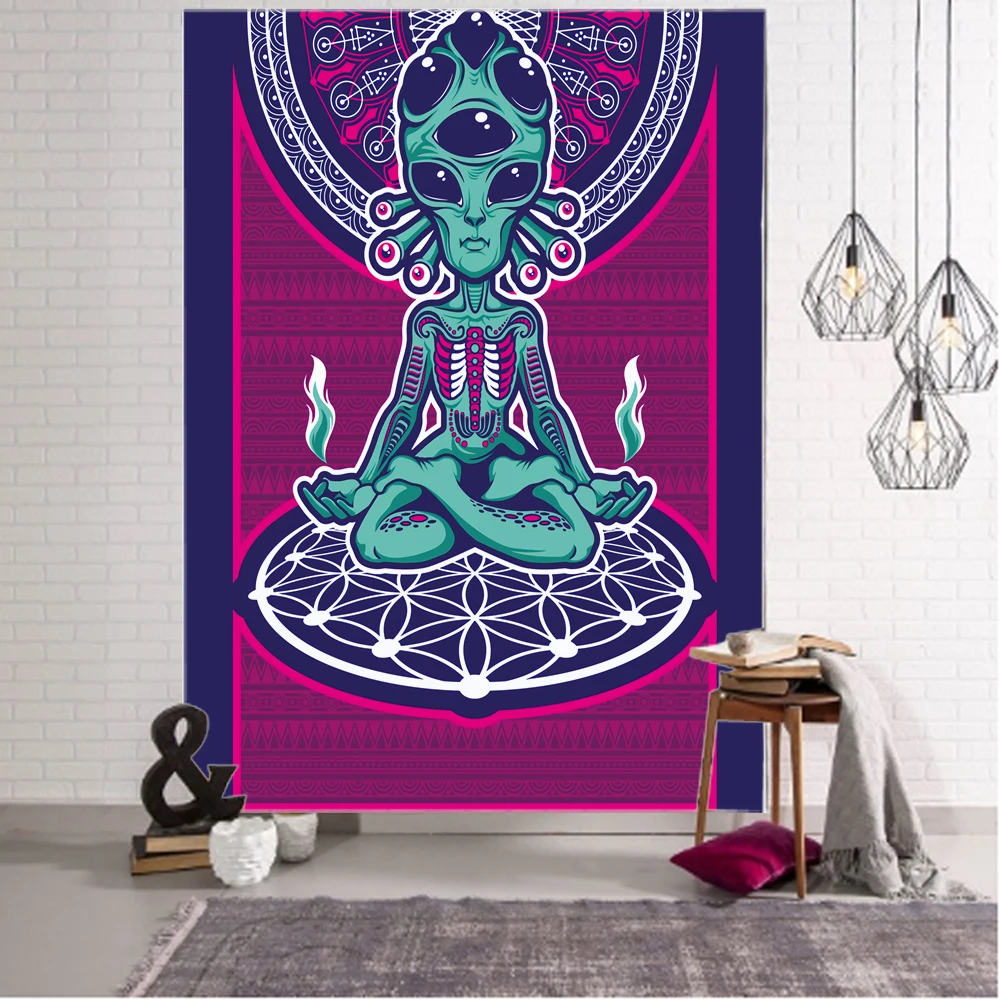 

Sci-Fi Alien Tapestry Mandala Boho Hippie Tapestry Wall Hanging for Home Living Room Decor Room Tapestry Yoga Mattress Sheet