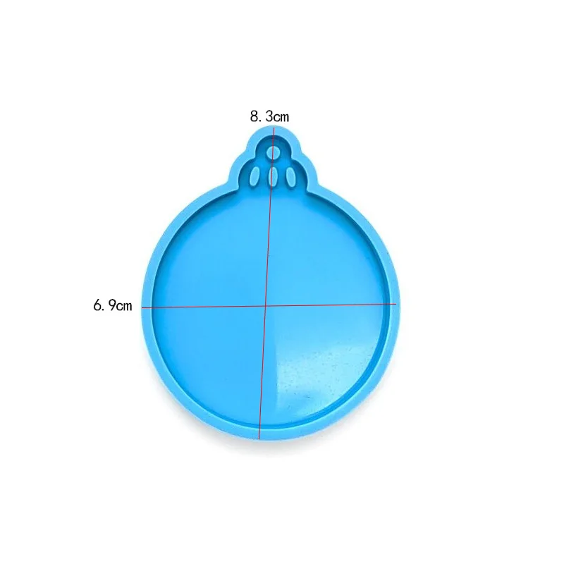 4Pcs DIY Round Shape Keychain Pendant Silicone Mold Xmas Tree Hanging Pendant Casting Tool Christmas Ball Ornament Resin Mold