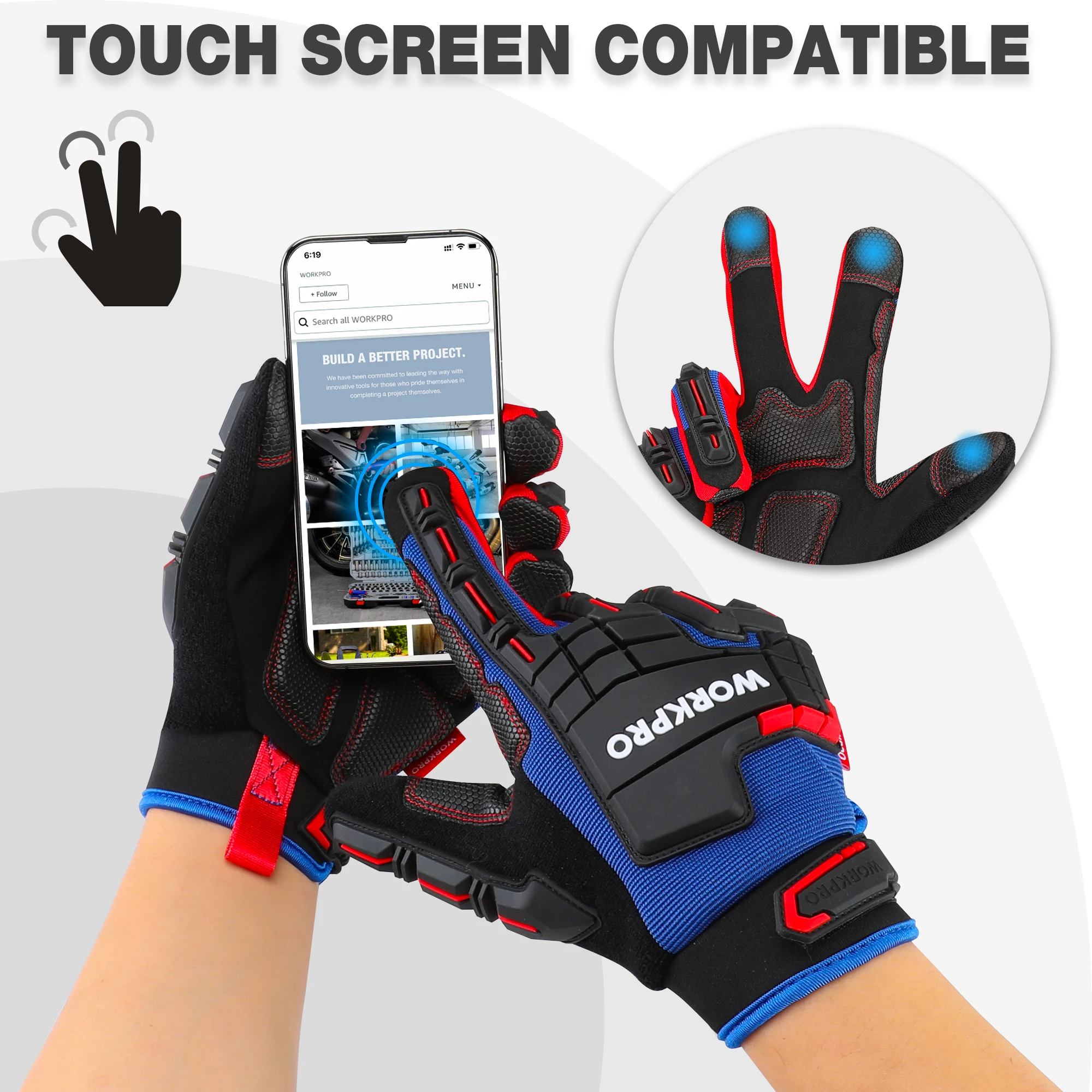 Work Gloves Heavy-duty Touch Screen Full Finger Glove Impact Protection Tactical Mittens Military Army Paintball