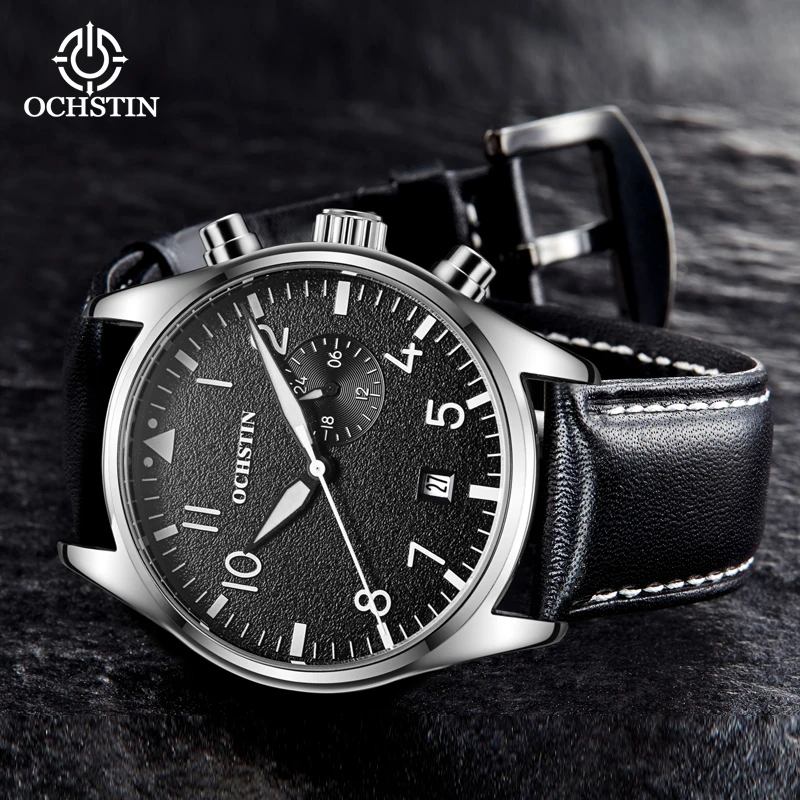 OCHSTIN New 2024 Fashion Trend Pilot Series Men's Waterproof Watch Multifunctional Quartz Movement Men's Quartz Watch