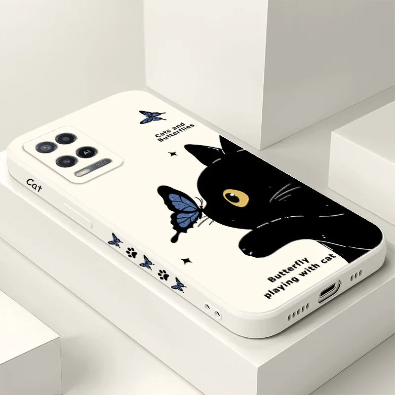 Elegant Cat & Butterfly Design Phone Case - Artistic Protective Cover
