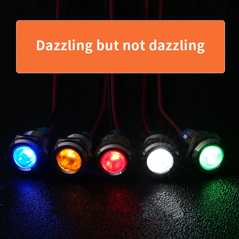 LED Indicator Light 1pcs 6mm 8mm 10mm 12mm Metal Waterproof IP67 Signal Lamp Pilot Wires switch 6V 12V 24V 220V Red Blue