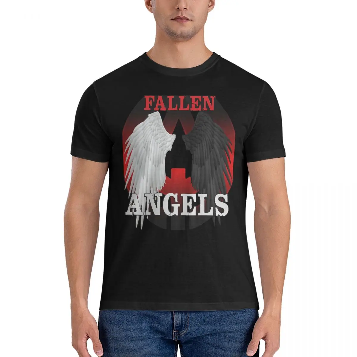 

Men's Black T Shirts Fallen Angels 100% Cotton Clothing Vintage Short Sleeve Round Neck Tees New Arrival T-Shirt