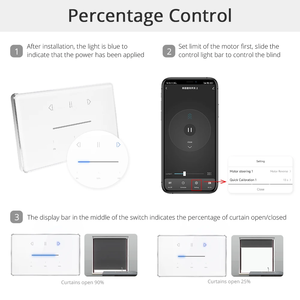 Zemismart Tuya Zigbee Ons Gordijn Schakelaar Voor Rolgordijn Motor Smart Sluiter Schakelaar Met Percentage Controle Alexa Google Thuis