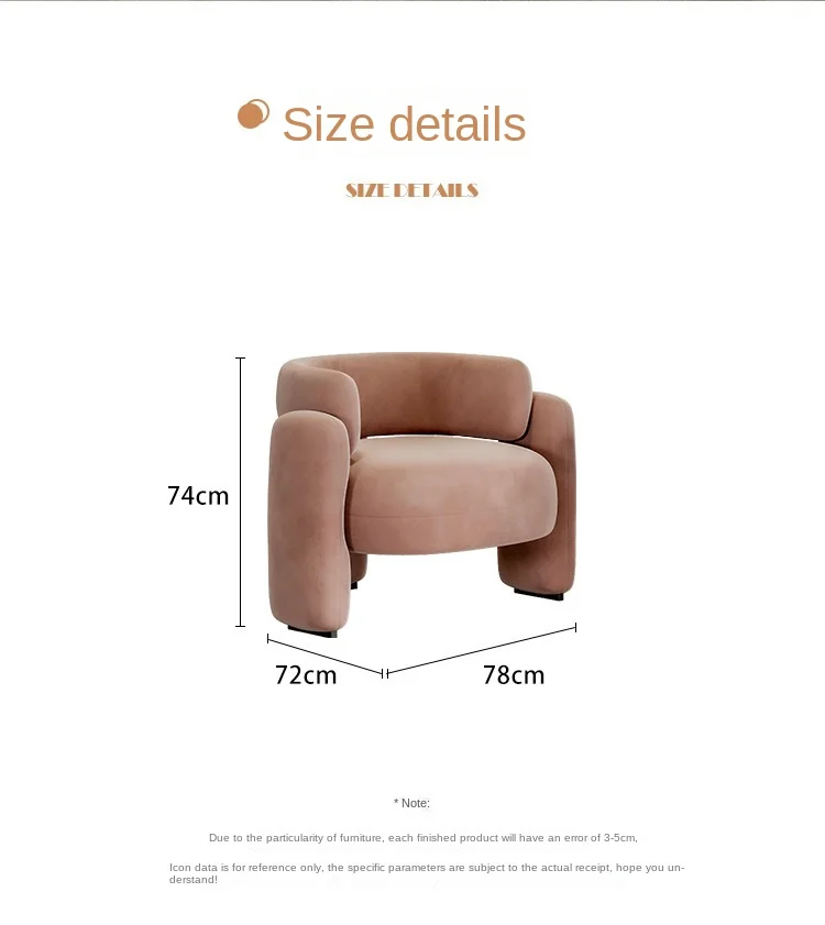Description Picture 2 of itemRichome Single Sofa Chair Designer Luxury Leisure Chair Modern Minimalist Lounge Reception Chair Negotiation Chair Tea Table Set