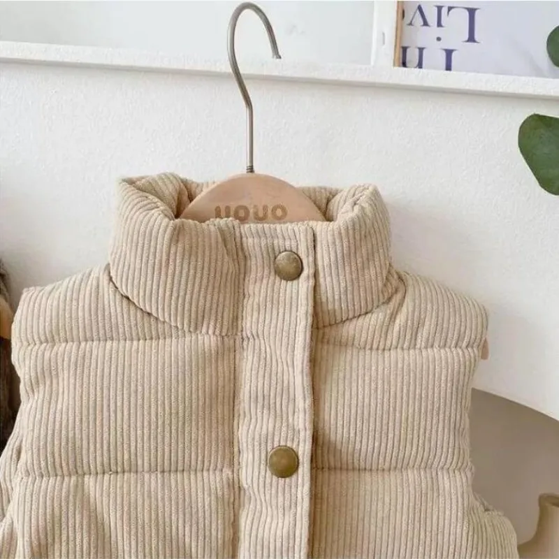 Autumn Boys Girls Corduroy Vest Winter Warm Thicken Waistcoat Outerwear Children Jackets Teens Kids Cotton Clothing Children Vest