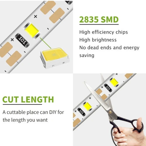 PIR LED 모션 센서 LED 스트립 램프, 5V LED 캐비닛 아래 램프 테이프 리본 다이오드 라이트, 배터리 전원 TV 백라이트 조명 5