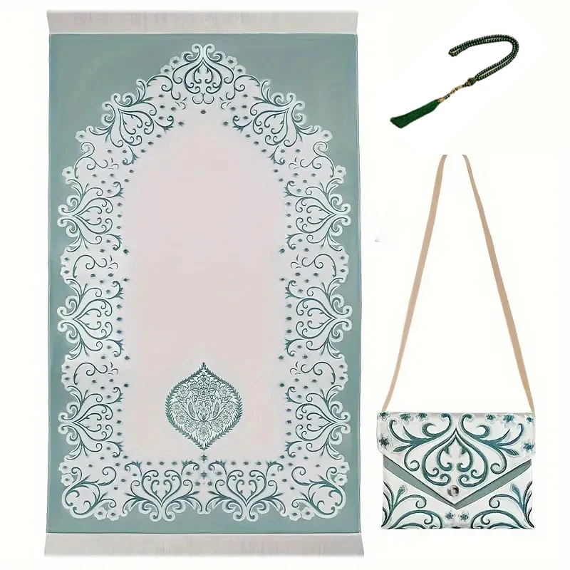 Tapis De Prière Musulman Bleu Roi - Doux, Antidérapant, Lavable, Léger Et Pliable, Idéal Pour Maison, Mosquée, Voyage