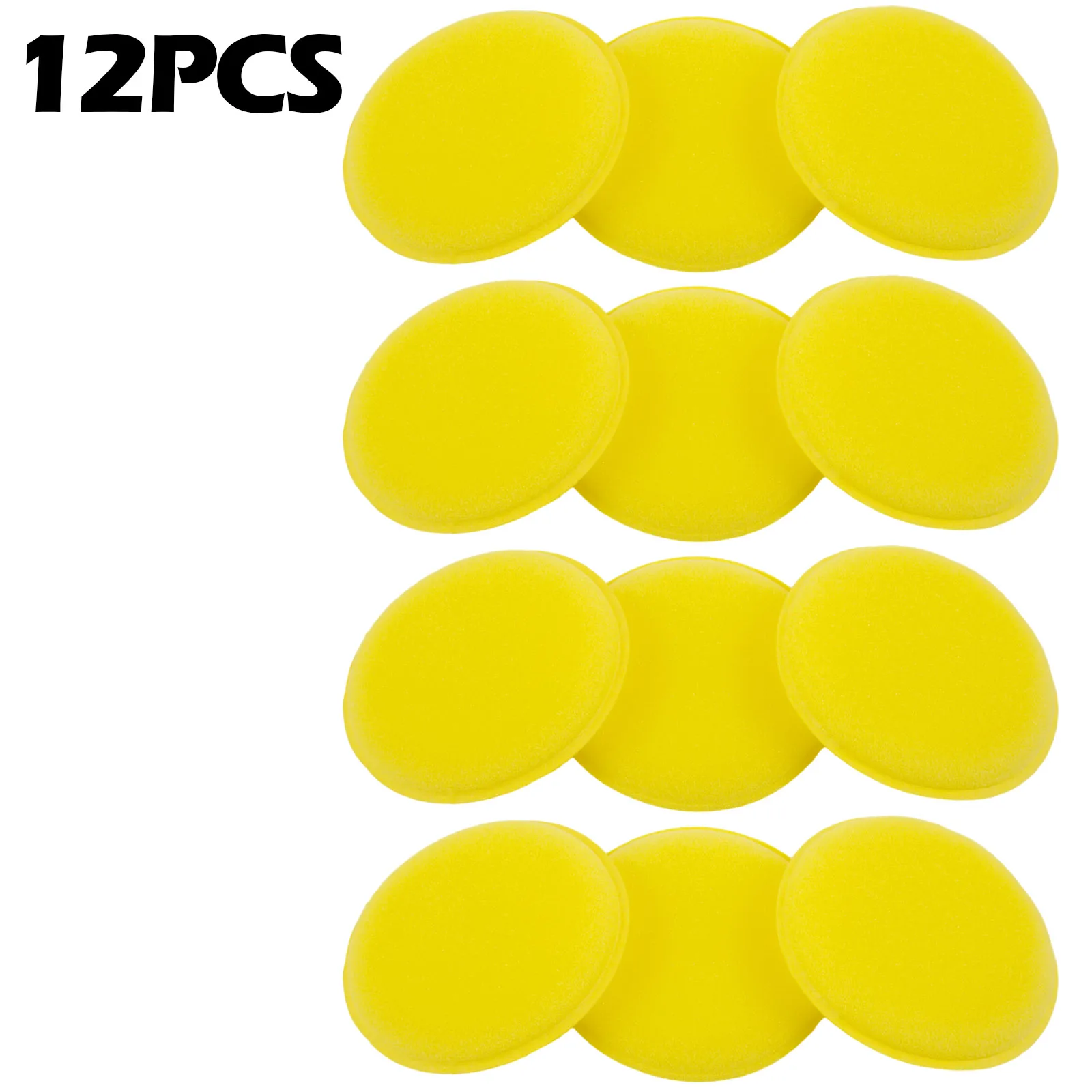 

12pcs Yellow Car Waxing Polishing Foam Sponge Wax Applicator Cleaning Pads 100*6mm For Using With Wax, Polish, Tyre Dressing