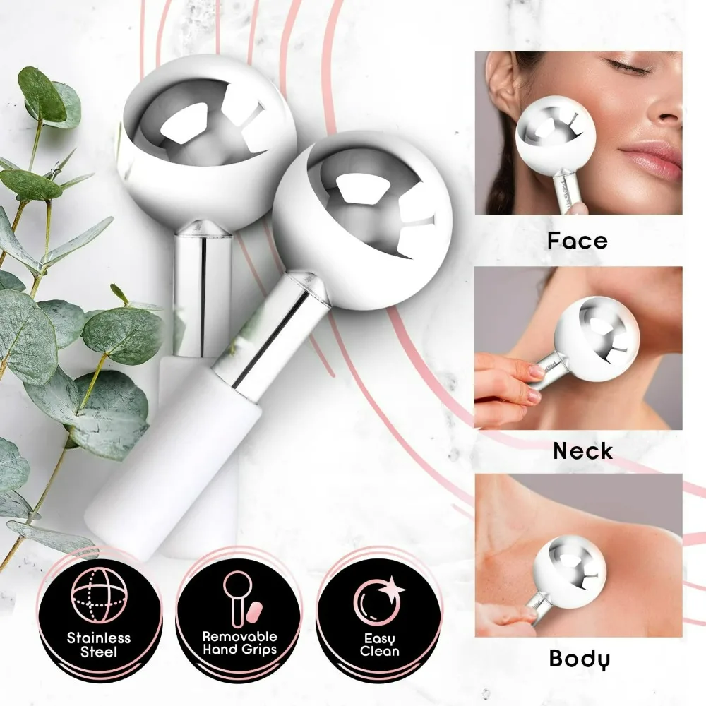 Cryo Face Massager Ice Globes Unbreakable Steel Cooling Roller For Puffiness Dark Circles Skin Care Tool_voghion.com