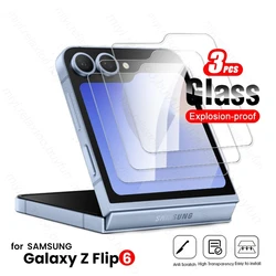 3-Pack Premium Tempered Glass Screen Protector for Samsung Z Flip6 5G Case (Transparent-3Pcs)