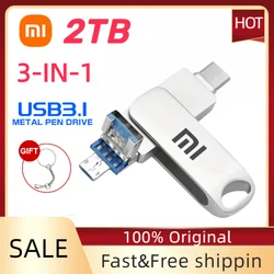 Xiaomi 1TB 2TB 3 in 1 Dual Flash Drive High Speed Pen Drive OTG Type C USB A Dual Lightning PenDrive for MacBook Android phone