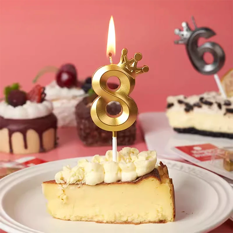 Golden Crown Number Candle for Birthday Celebrations