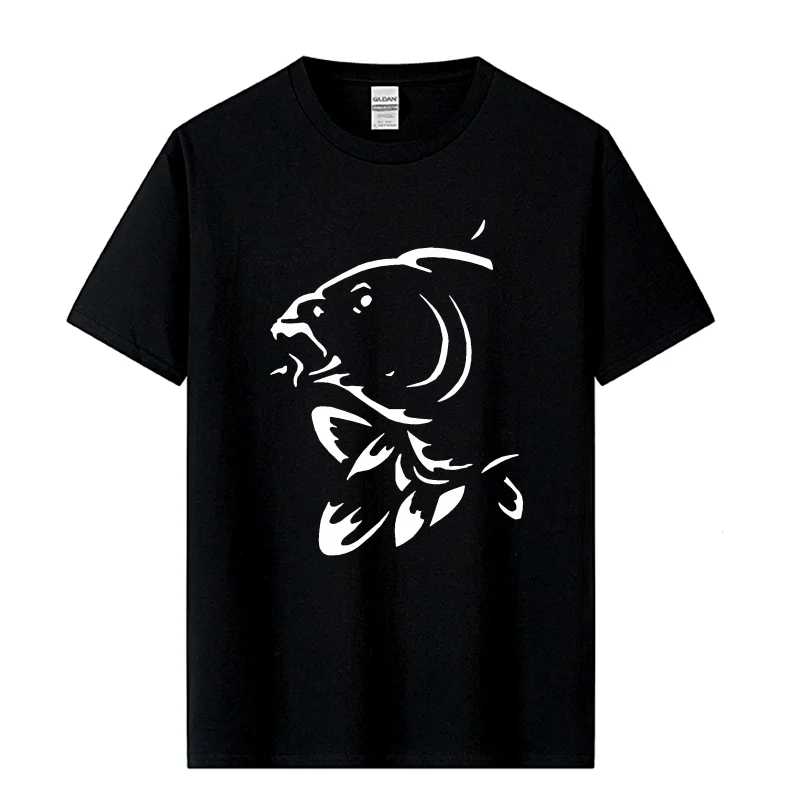 Divertente Fishinger Carp Fish Fisherman Sporter Magliette Uomo Estate Cotone Harajuku Manica Corta O Collo Streetwear T-Shirt Nera