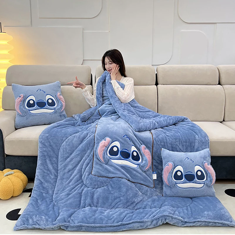 ステッチブランケット冬刺繍枕ブランケット 2-in-1 ソファ