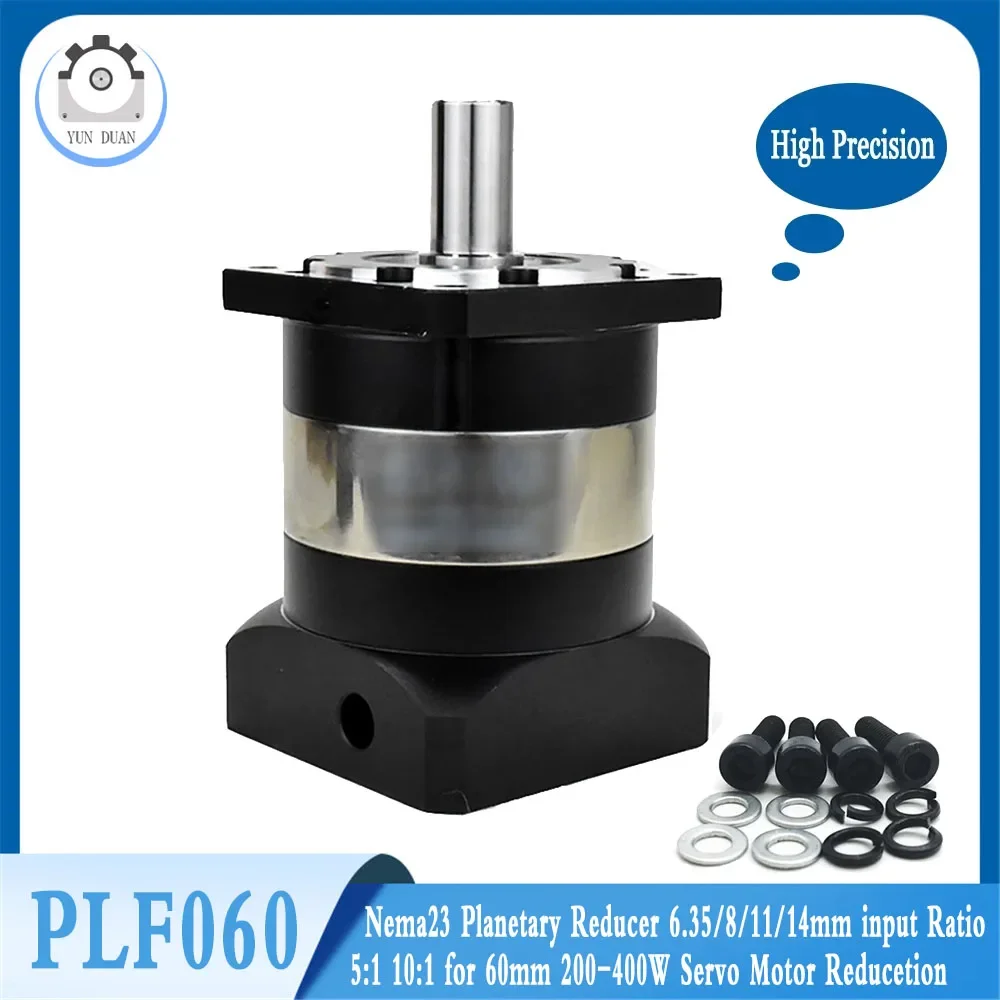 Redutor Planetário Nema23 Caixa de Engrenagens Redutor do Servo Motor 6.35 11 14 mm Entrada 14 mm Relação de Saída 5:1 10:1 para 60 mm 200w 400w