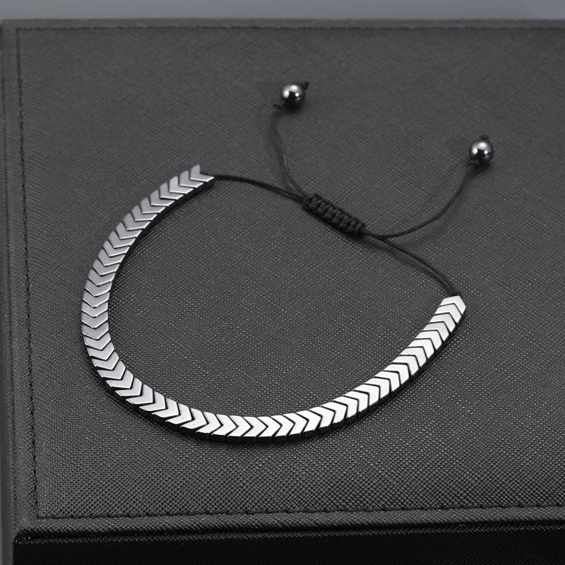 New Design Bracelet Hematite Bracelets Handmade Black Arrow Symbol Stone Beads Yoga Mala Healing Stone Jewelry for Women and Men