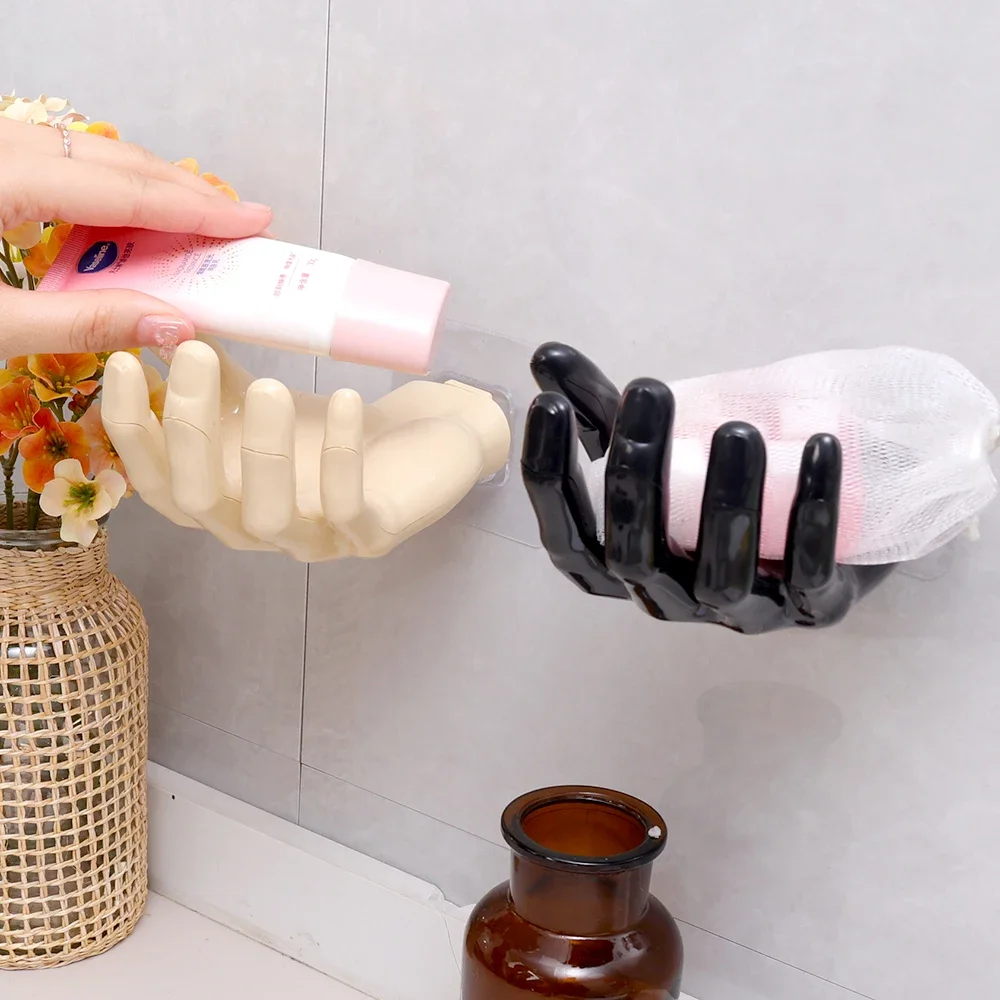 Creative Palm Up Hook Solid Color Finger Design Holder Unique Hand Shape Wall Hanger Hooks Storage Bathroom Soap Display Rack multifunctional hooks