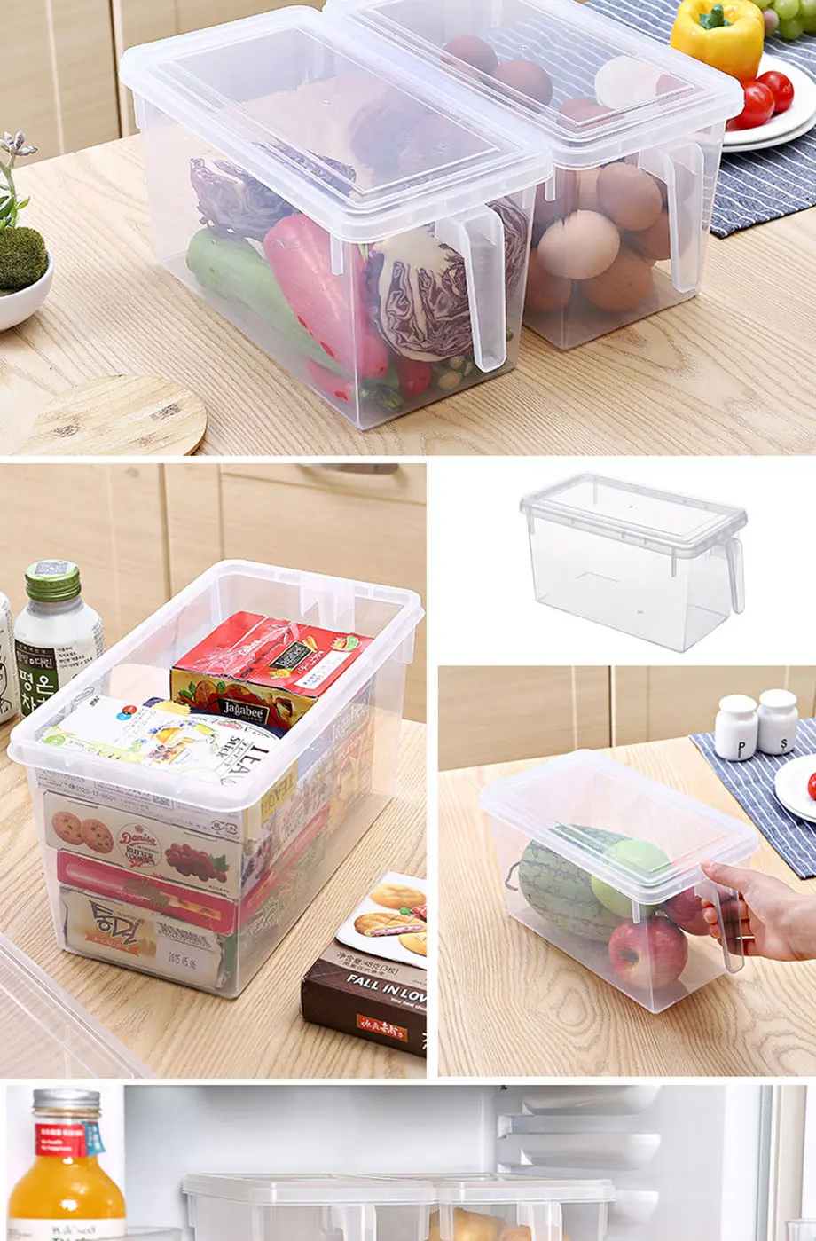 Kitchen Transparent PP Storage Box Grains Beans Storage Contain Sealed Home Organizer Food Container Refrigerator Storage Boxes