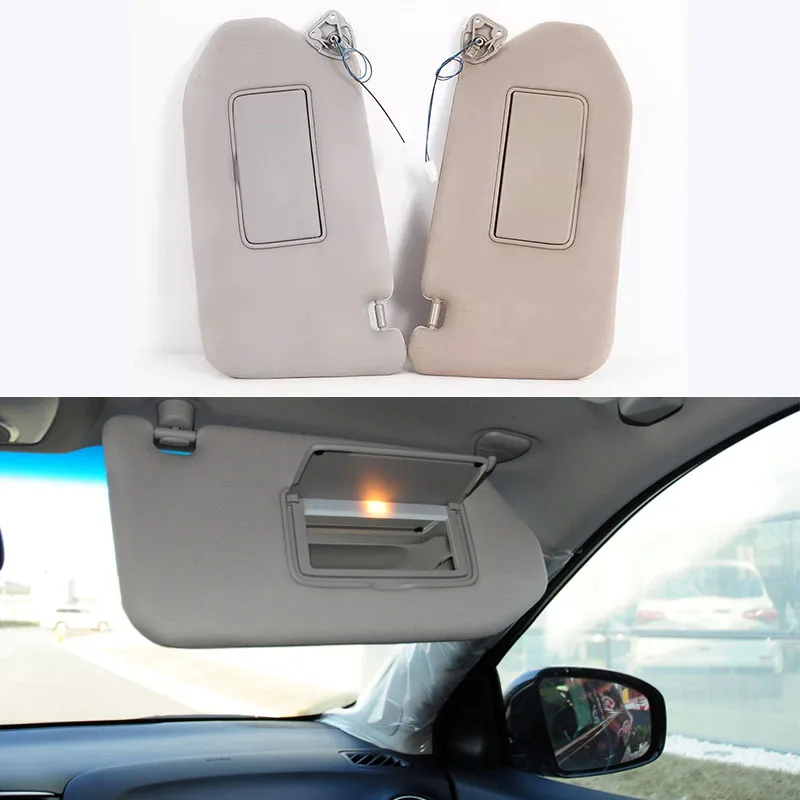 Pair Of Beige Side Sun Visors With Lights & Mirror For 2013-2020 Infiniti QX60 – Replaces 96401-9PB0A