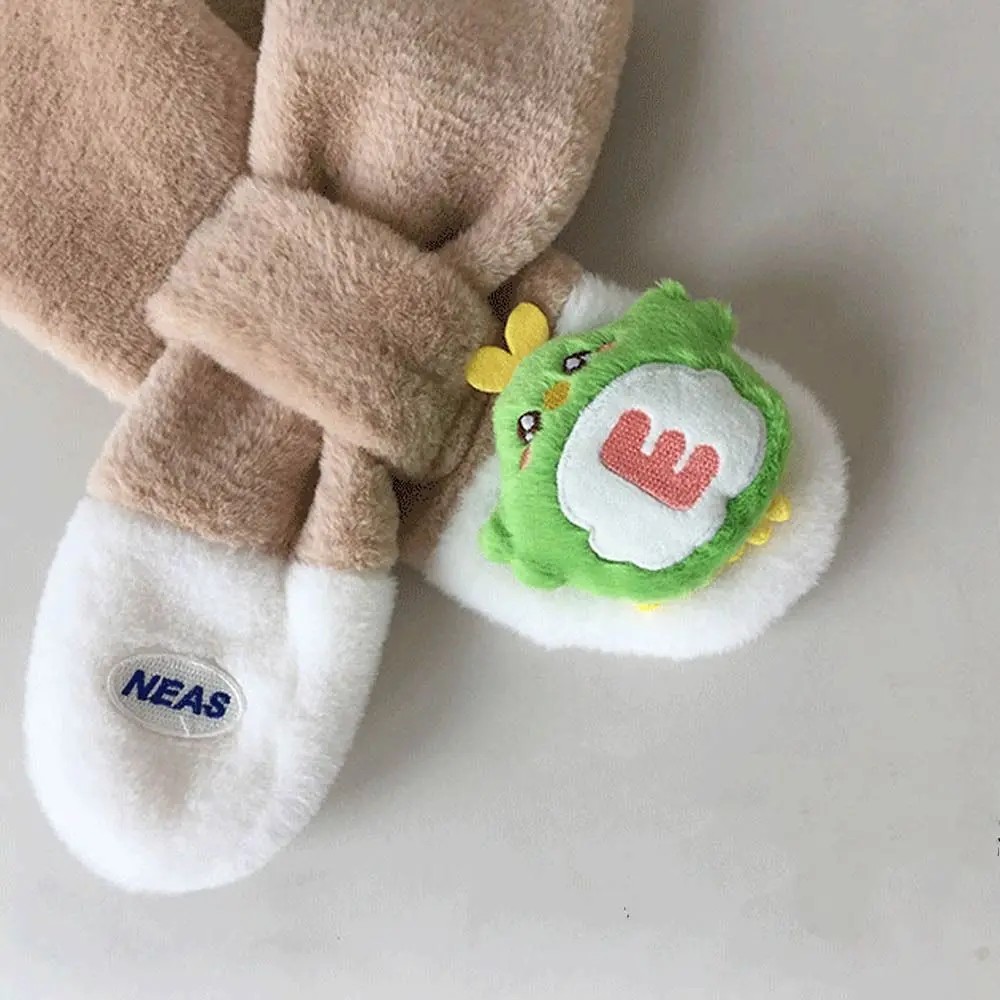 Cute Plush Scarf Glove Sets Cartoon Love Doll Winter Warm Soft Girl&Child Scarf Glove Ornaments Accessories Gifts
