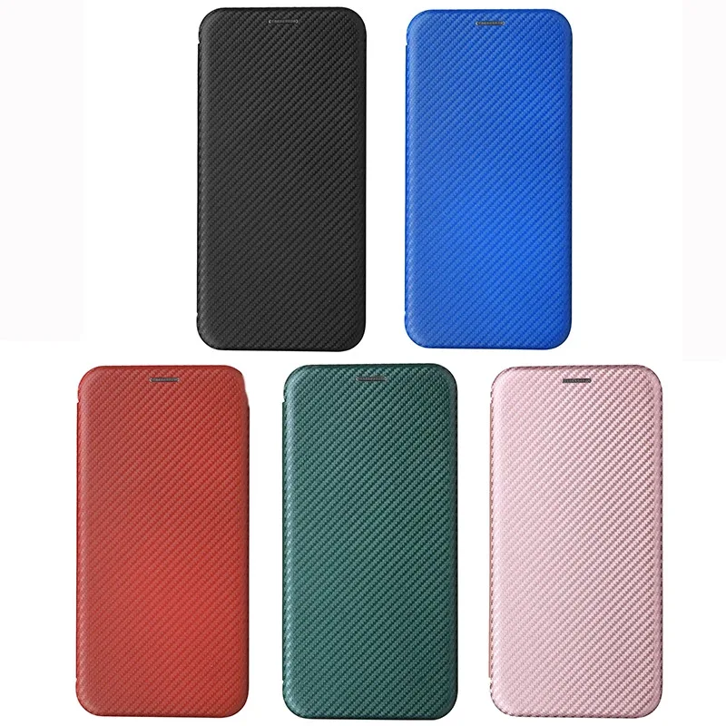 Luxury Carbon Fiber Leather Flip Wallet Case Cover