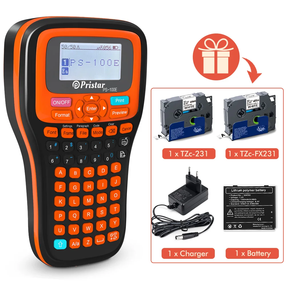 Portable Label Printer PS100E Handheld Typewriter Compatible for