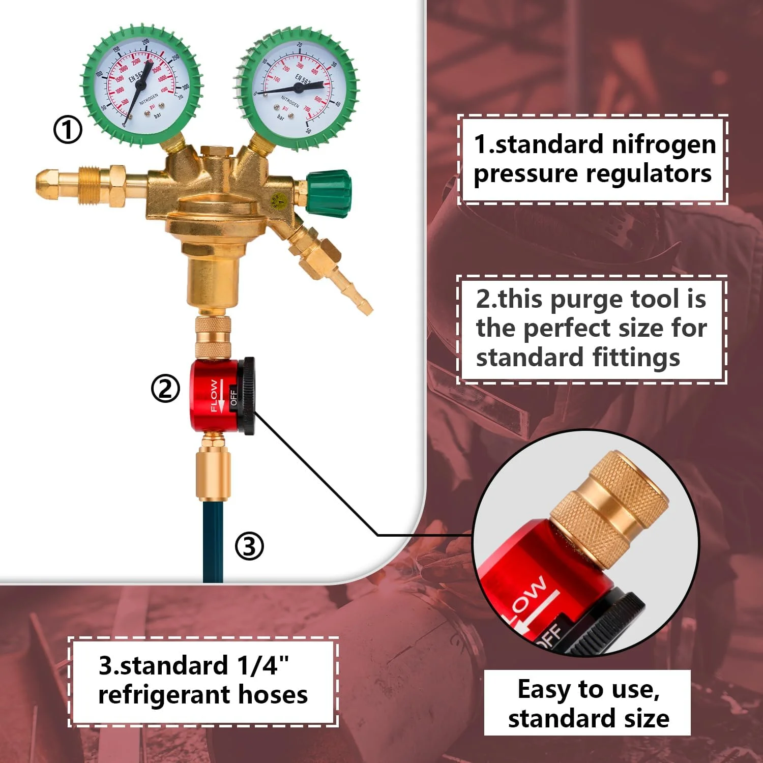 Nitrogen Purge Regulator Tool Precision Flow Control for HVAC Systems Essential HVAC Maintenance Equipment & Nitrogen Purge Tool