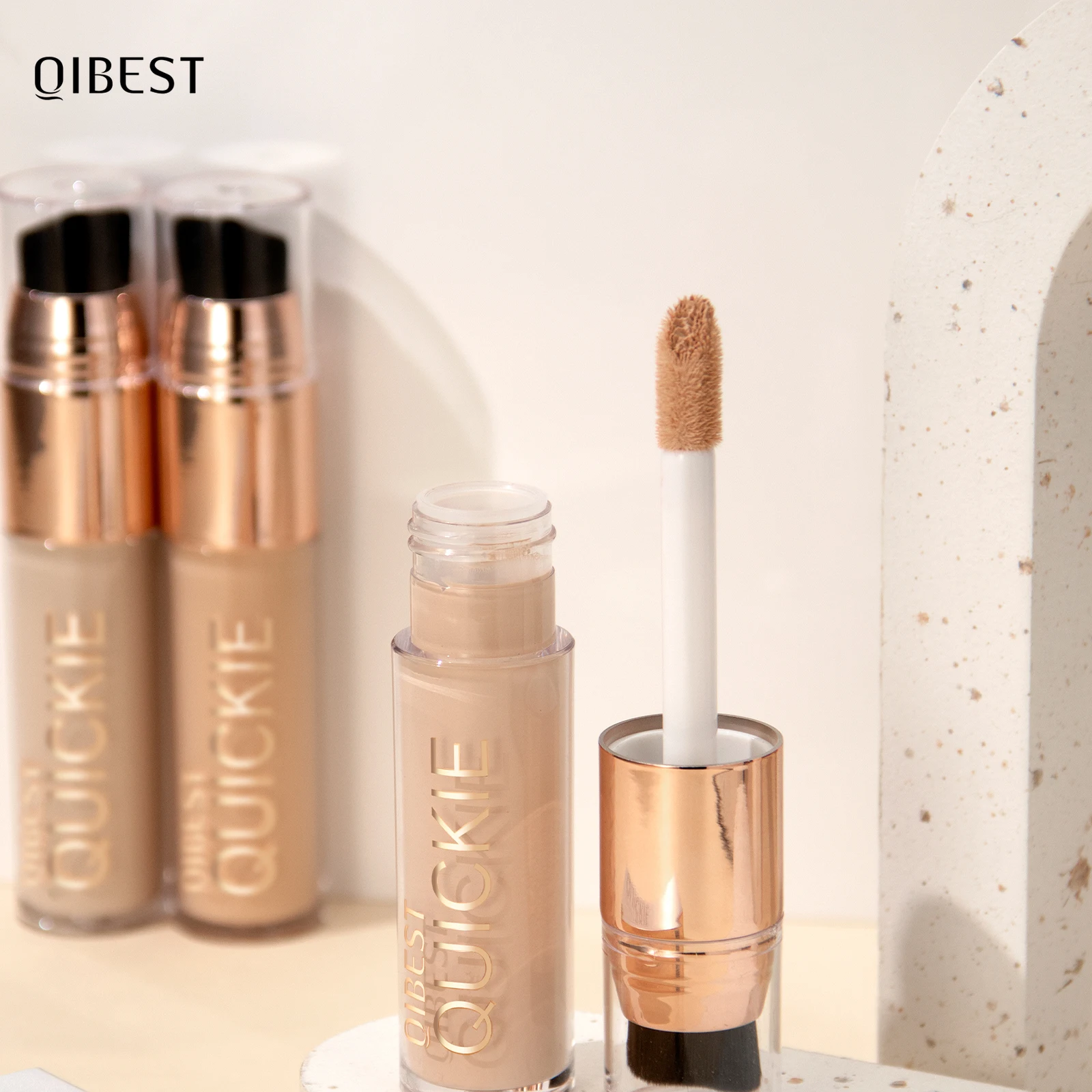 

QIBEST New Matte Flawless Face Concealer Long-lasting Full Coverage Concealing Liquid Foundation Cream for Face Makeup Cosmetics