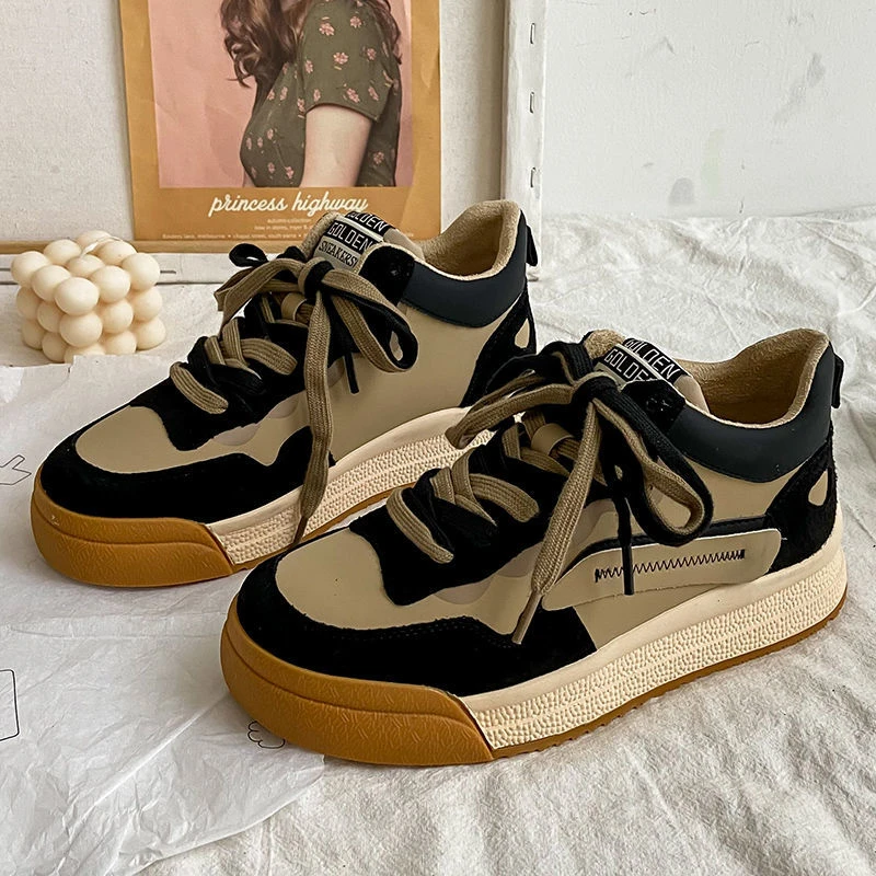 2021 Winter Women Sneakers Fashion Patchwork Khaki Short Plush Inside Warm Ladies Footwear Casual Streetwear Female Shoes