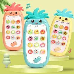 Jouet éducatif pour enfants, téléphone portable simulé en forme d'ananas, Musical, à LED 