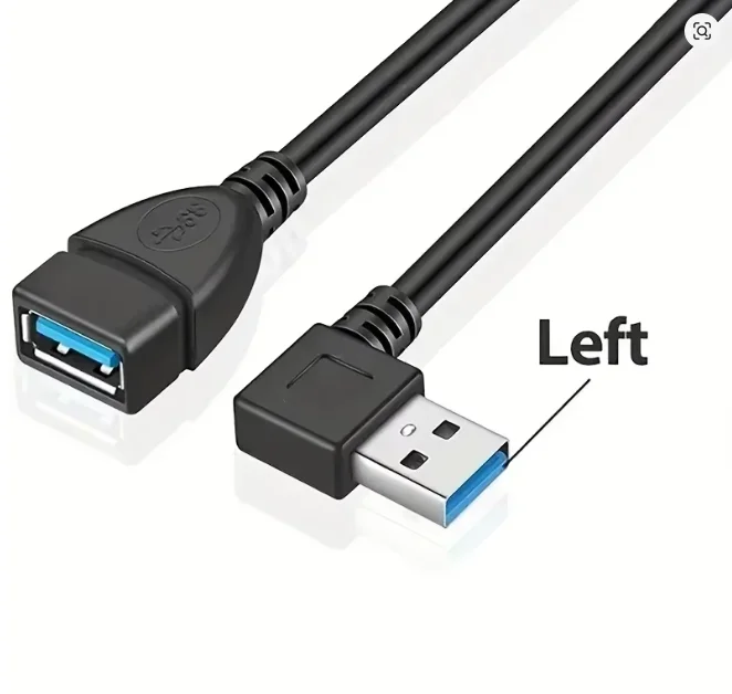 L-Shaped High-Speed USB 3.0 Extension Cable Adapter for Data Transfer & Fast Charging