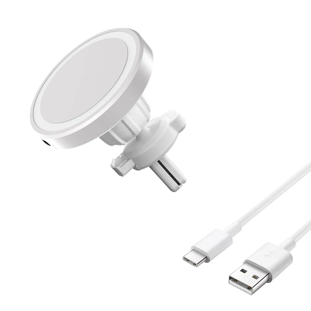 Magnetic Car Air Vent Phone Holder and Wireless Charger Stand with Fast Charging Capability