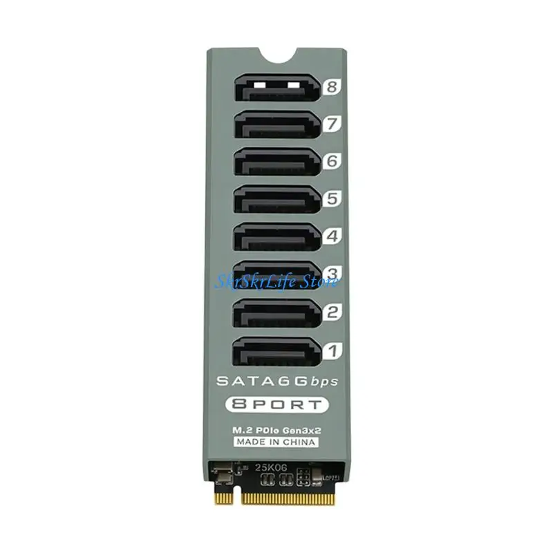 E65E 효율적인 M.2 PCIe-8 SATA3 포트 변환기 6Gbps 빠른 확장 및 금속 케이스