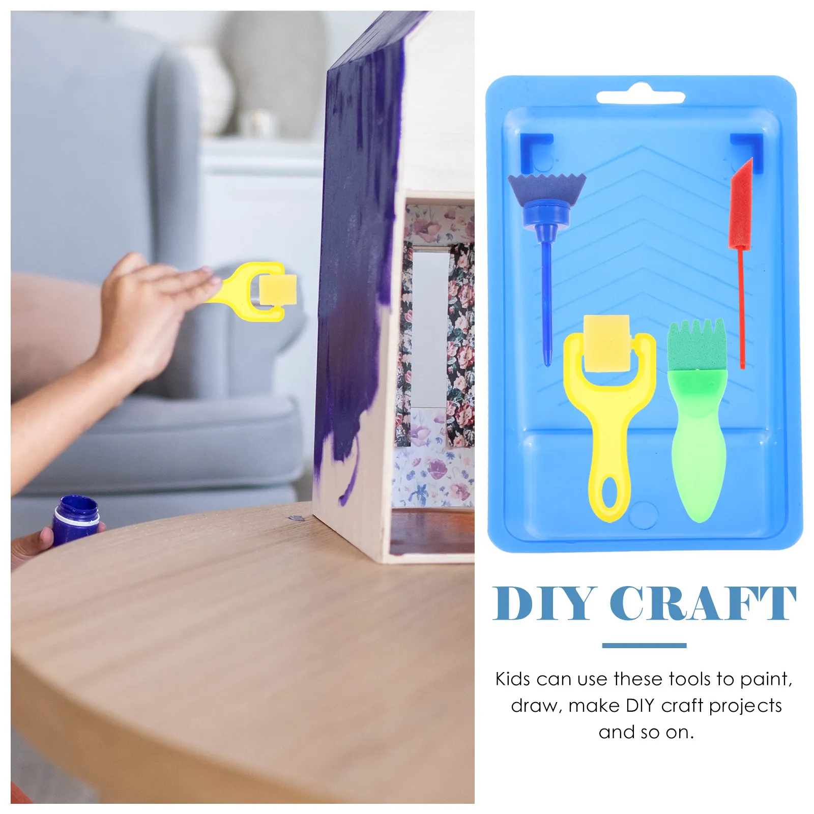 2 세트 스탬프 스폰지 브러쉬 DIY 페인팅 도구 예술 공예용 경량 안전 세척 가능 페인트 롤러 스폰지 브러쉬